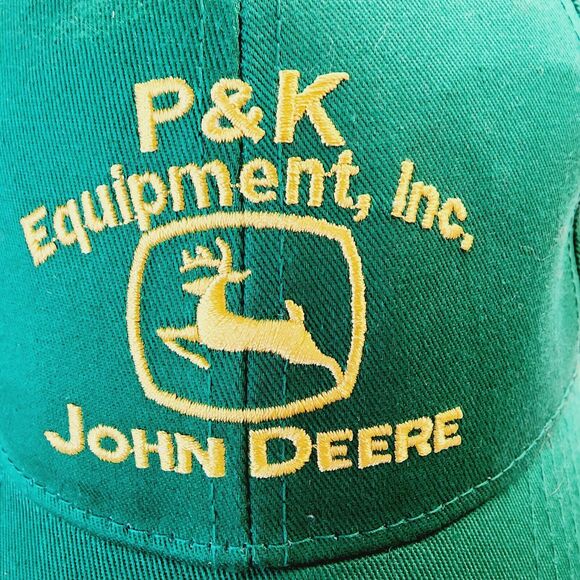 Vintage John Deere All Cloth Trucker Hat Cap Embroidered Adjustable back Green - Picture 2 of 9